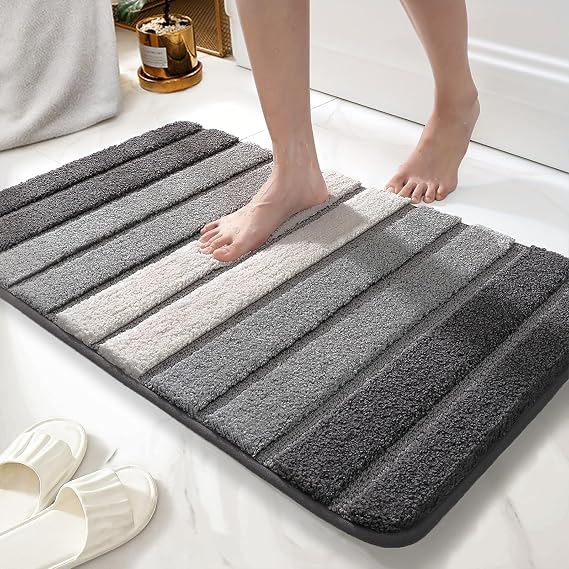 wyewye Microfibre Bath Mat, Door Mat, Bath Rug, Super Absorbent Bathroom Rug 40x60 cm, Grey