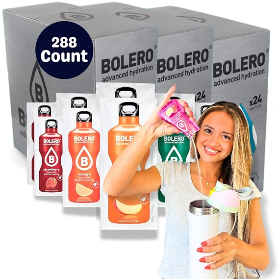 Bolero- Sugar Free Water Flavor Drink Mix Packets Variety Fruit Flavors (288 Count) Powdered Flavoring | Singles For The Go Packets