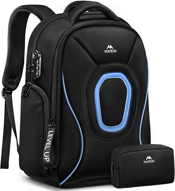 MATEIN 17.3 Inch Gaming Laptop Backpack for Men with Organizer Pouch | TSA Friendly, Travel Laptop Backpack with Rain Cover, Padded Laptop Protection, Anti Theft Pocket, Carry On Gaming Bag