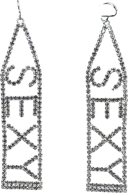 Arsimus SEXY word Silver Rhinestone Earring Dangle