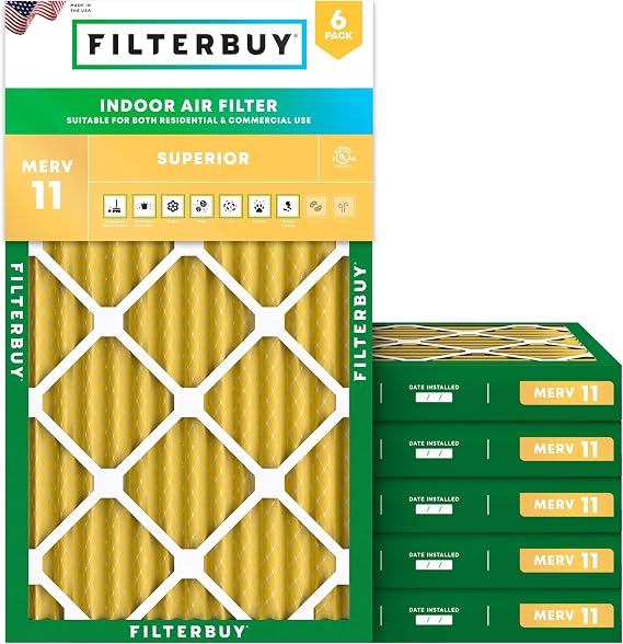 Filterbuy 10x24x2 Air Filter MERV 11 Pet & Allergy Defense (6-Pack)