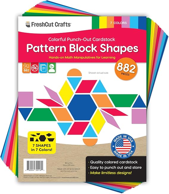 Pattern Block Shapes, Math Manipulatives, 882 Piece