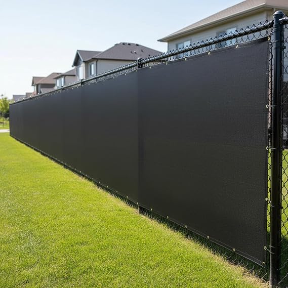 FenceScreen 6ft x 50ft Fence Privacy Screen - Black Heavy Duty 155 GSM Fencing Mesh Shade Net Cover for Wall Garden Back Yard Outdoor Home Decoration - 85% Blockage