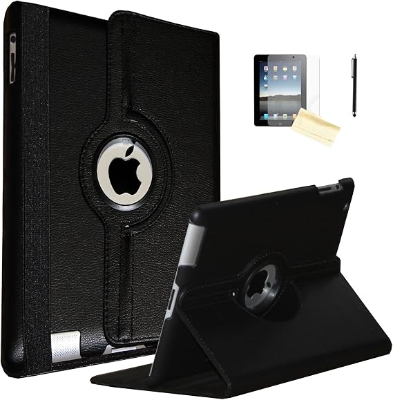 Case for Old iPad 2(2011)/iPad 3(2012)/ iPad 4(2012), Rotating Stand Smart Case Cover Magnetic Auto Wake Up/Sleep for A1395 A1396 A1397 A1403 A1416 A1430 A1458 A1459 A1460 (Black)