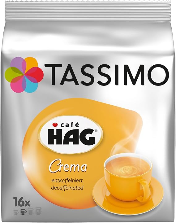 Tassimo T-Disc Coffee, Hag Crema Entkoff Einiert, Decaffeinated, Light Roast, 5 Count, 5 x 16 T-Discs