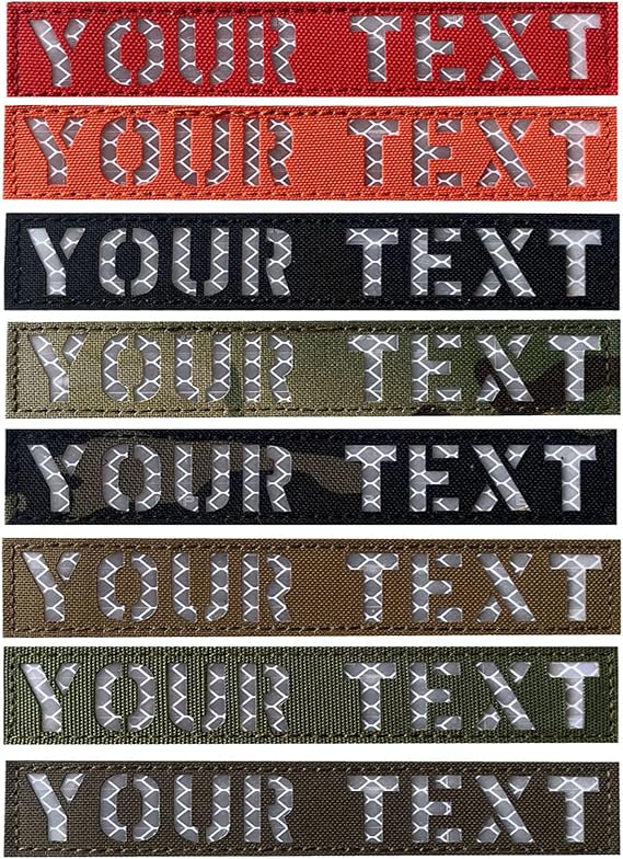 Custom Reflective Name Tape Customizable Text Personalized Patch with Hook Loop Fastener