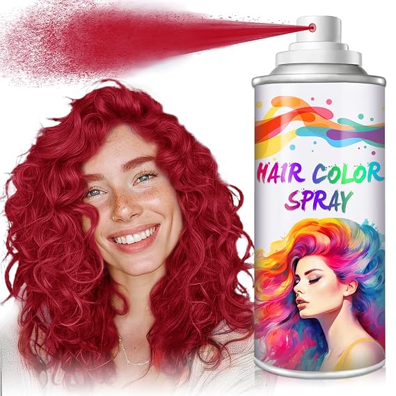 Red Hair Color Spray Temporary,Temporary Hair Dye,120ML (Red | Instant Vivid Fired,Red Hair Dye that Washes out in 1 Wash,Quick-dry,Suitablefor Christmas Party,Crazy Hair Day
