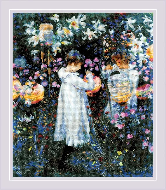 RIOLIS 2053 Carnation, Lily, Lily, Rose After J. S. Sargent's Painting