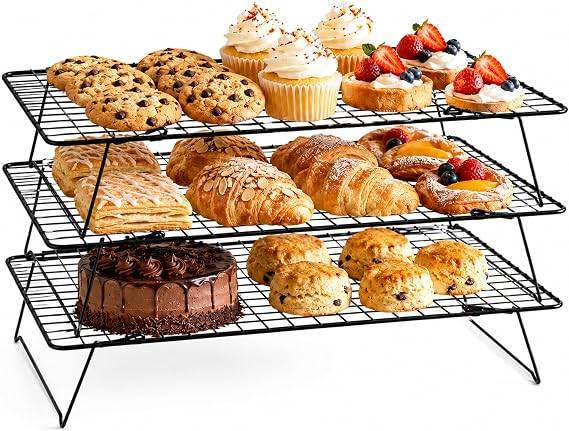 Cooling Rack 16"x10", 3-Tier Stackable & Collapsible Cooling Racks