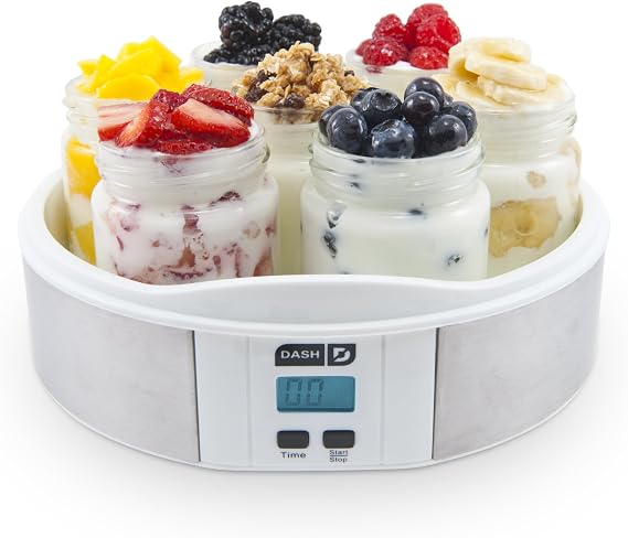 Dash DSY007CM Yogurt Maker Machine With Steel Base Digital Display Auto Timer, Stainless