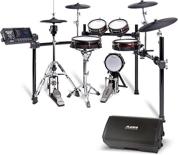Alesis Strata Core and Strike Amp 8 MK2 - Electric Drum Set with Triple Zone Cymbals, Active Magnetic Hi-Hat, and 8 Inch 2000W Amp Speaker, with Bluetooth