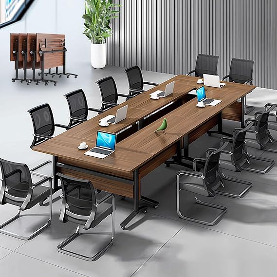 4 Pack Folding Conference Table Conference Room Table Meeting Table,Flip Top Mobile Meeting Training Table with Modesty Locking Casters for Office,Meeting Room Multifunctiona Modular table (C, 47in)