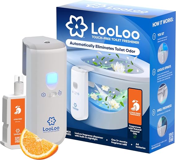 LooLoo Automatic Toilet Air Freshener Starter Kit, Citrus Fresh