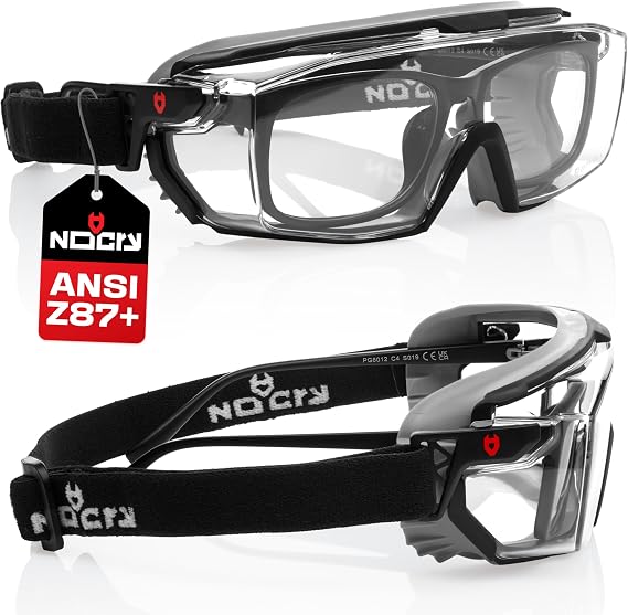 NoCry Clear Safety Goggles Over Glasses for Men & Women With Gasket, UV380, Anti Fog Panoramic Vented Lenses ANSI Z87.1 Eye Protection For Construction, Dust And Lab Goggles Adult