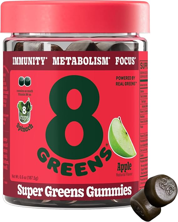8Greens Supergreens Daily Gummies, Apple, 50 Servings
