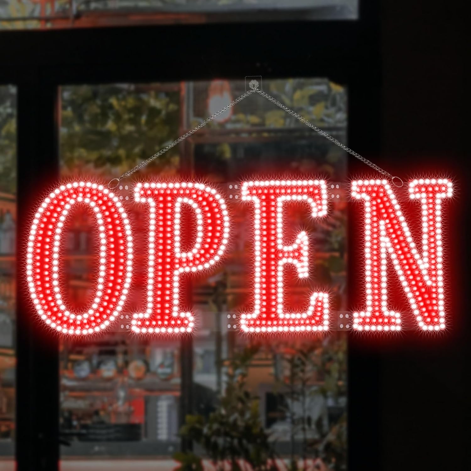 Led Open Signs for Business 30x10in Big Open Sign Led wRemote Control Window Wall Door Store Bar Coffee Salon,ONOFF Switch RedWhite