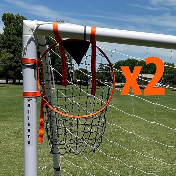 Portable Soccer Larger Target Goal, Set of 2, Quick Attach and Detach, Sleek and Sturdy Pocket for Shooting Accuracy Training, Corner Scoring