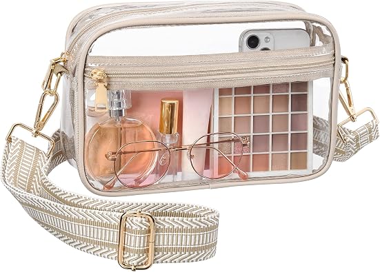 FANGSUN Clear Crossbody Bag Stadium Approved, Clear Purse for Women, Transparent Shoulder Messenger Handbag for Concert Sport