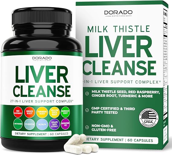 Liver Cleanse Detox & Repair (27 in 1 Formula - Milk Thistle, Dandelion Root, Turmeric, Artichoke Extract & More) - Detox Cleanse Supplement, Liver Support for Adults, Vegan - 60 Capsules
