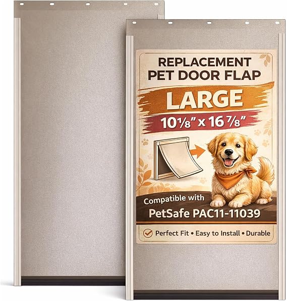 2 Pack PAC11-11039 for Pet Safe Door Replacement Flaps for Dog and Cat, Doggie Replacement Flap Doors Compatible with PetSafes Freedom Doggie Doors, Large Size 10 1/8" X 16 7/8"