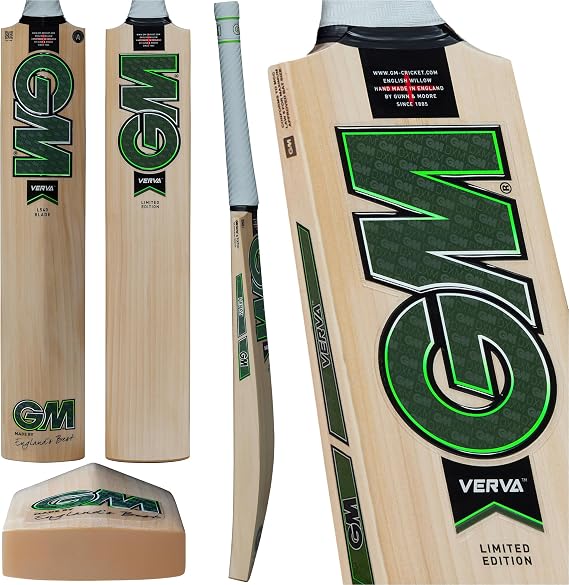 GM | Cricket Bat | Verva | Seasoned English Willow | DXM, ToeTek and NOW! | Sizes 4 to Full Size | Gunn & Moore