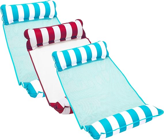 Aqua 4-in-1 Monterey Hammock Pool Float & Water Hammocks 2-3-4 Multipacks Multiple Colors/Styles for Adults and Kids Floating