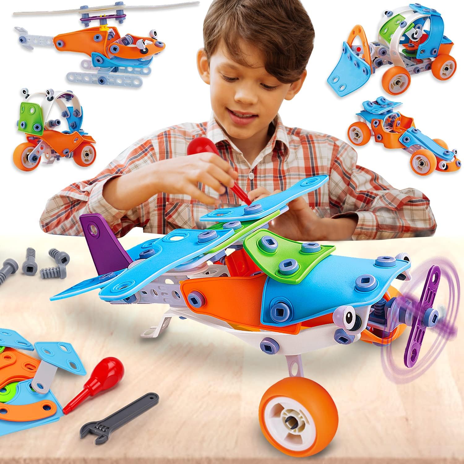 Tsomtto Kids Building Games STEM Toys for 6 7 8 9 Year Old Boys Birthday Gifts, 132PCS Educational Autistic Building Toys for Boys Ages 6-8 8-10 8-12 Creative Learning Steam Activities Easter Basket