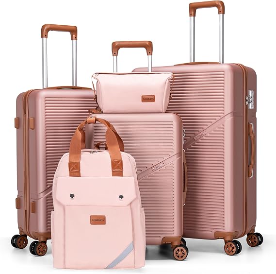Cosbarn ラゲッジセット 5ピーススーツケースセット スピナーホイール付き, ローズゴールド, 5 Piece Sets 20/24/28/BP/TB, モダン