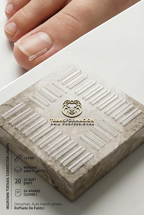 Transformacion Tırnak Düzeltici ve Yönlendirici Şeritler, 12 mm, Medikal Sınıf Esnek Plastik, 20'li Paket