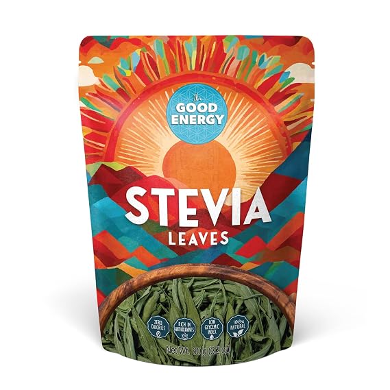 It's Good Energy Stevia Leaves - Natural Sweetener | 0 Calories, 100% Whole Leaves, Keto Friendly, Vegan, Sugar Alternative, No Additives, Rich in Antioxidants | 3.17 oz
