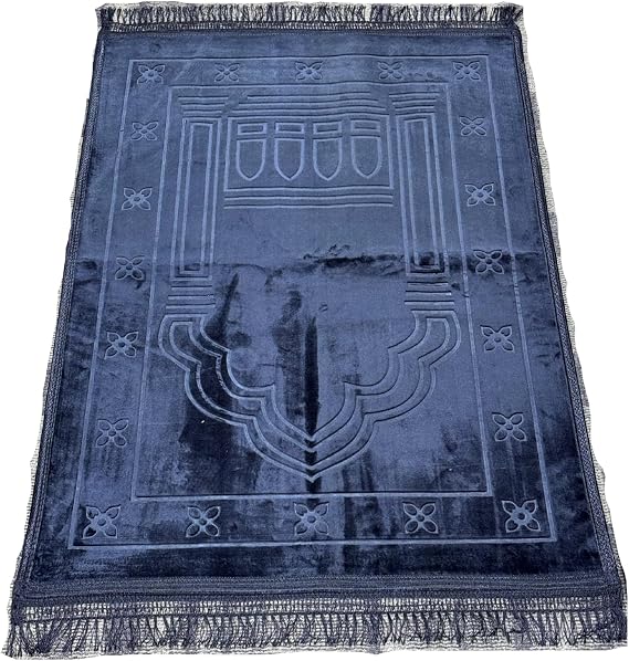 Prayer Mat - Extra Thick Luxury Soft Padded Musallah NON-SLIP Muslim Islamic Prayer Mat Musalah Namaz Rug (120cm x 80cm) (Black)
