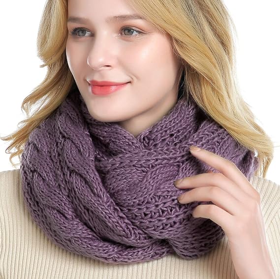 Winter Women Thick Cable Knit Ribbed Infinity Circle Loop Scarf