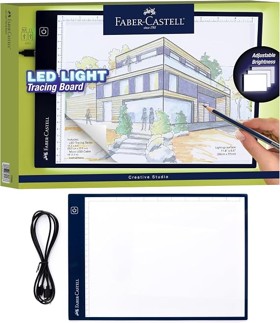 Faber-Castell LED Light Tracing Board: Adjustable Light Up Drawing Board, LED Drawing Pad, Tracing Light Box, Back to School Art Supplies for Artists, Hobbyists & Adults