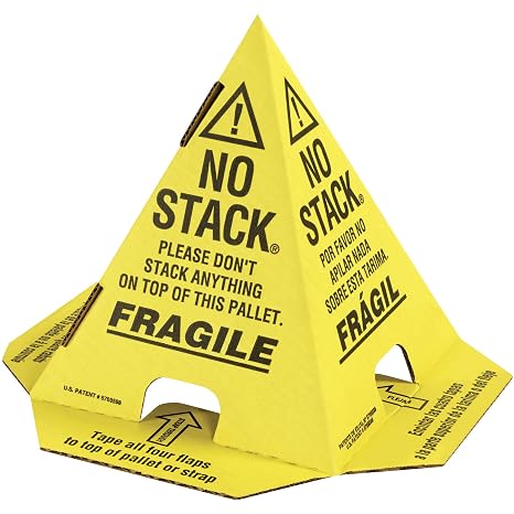 Boxes Fast "NO Stack" Print Pallet Cones -English, French & Spanish, Yellow with Black. (50 Cones per Case)