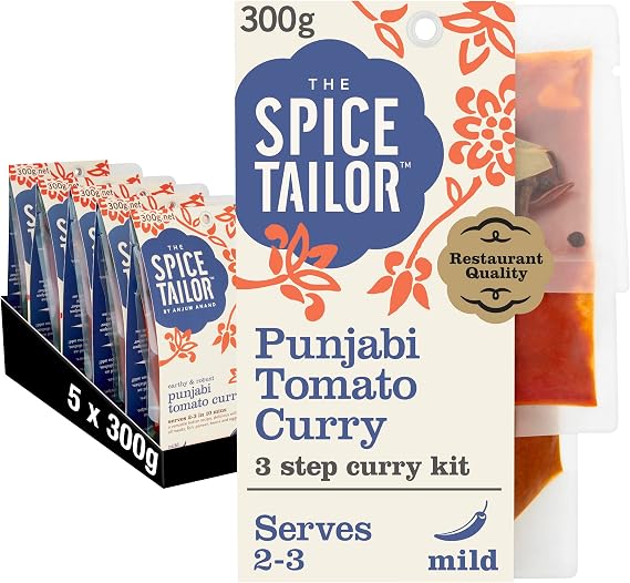 The Spice Tailor, Indian Curry Sauce Kits, Punjabi Tomato Curry in 10 Minutes with 3 Simple Steps, 300 g Packet (Pack of 5)