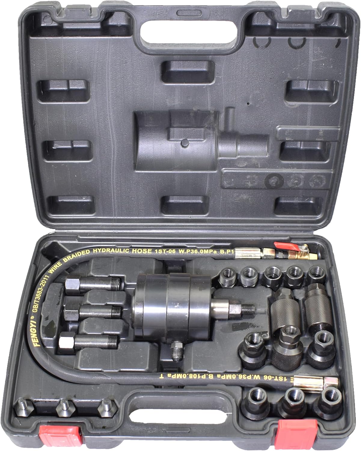 Pneumatic Injector Puller, Diesel Injector Removal Extractor Kit with 19 Adapters, Air Power Vibration Injectors Remover Tool, Working Pressure 72-116 psi5-8 Bar