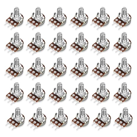 30pcs 10K Potentiometer Variable Resistors 3 Terminals Linear Taper Rotary Audio B Type Potentiometer