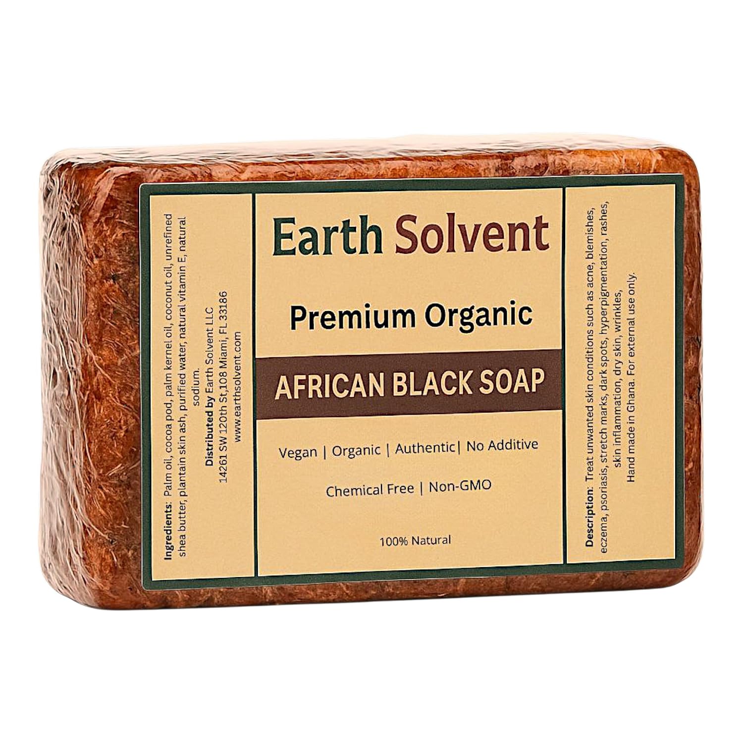 Premium Organic African Black Soap, for Acne Skincare and other Unwanted Skin Conditions. Pure and Natural Ingredients Raw African Black Soap Bar for All Skin Types 4oz