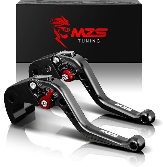 MZS Black Motorcycle Brake Clutch Levers Adjustable Short CNC Set | for Z900 17-24, Z650 Z650RS EX650 17-26, Vulcan S 650 15-26, KLE 650 15-26, KLZ1000 15-19, Unbreakable Handle Lever Kit