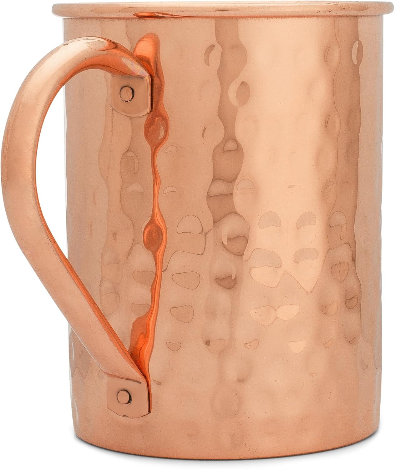 Copper Mules 16 oz. Hammered Copper Moscow Mule Mug - 100% Pure Copper, Keeps Drinks Colder, Riveted Handle, No Inner Liner, Bonus Recipes EBook