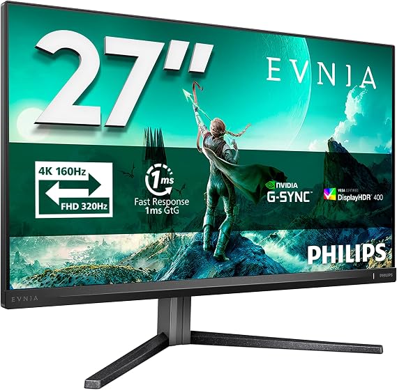 Philips Evnia 27M2N3800A - 27 inç Ultra HD Oyun Ekranı, 160 Hz, 0,5 ms MPRT, HDR400, G-Sync (2X HDMI 2.1, 1x DisplayPort 1.4, USB Hub) Siyah Gri