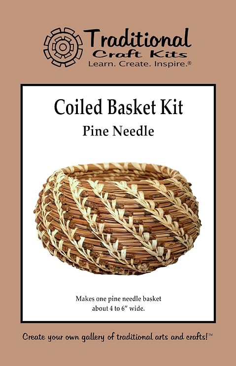 Coiled Pine Needle Basket Weaving Kit | Professional DIY Basket Making Supplies, Includes Natural Pine Needles, Raffia, Stitching Needle, and Coiling Gauge