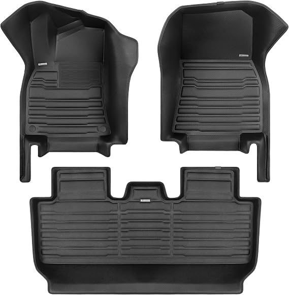 TuxMat - for Tesla Model Y 5-Seater 2020-2025 Models - Custom Car Mats - Maximum Coverage, All Weather, Laser Measured - This Full Set Includes 1st and 2nd Rows