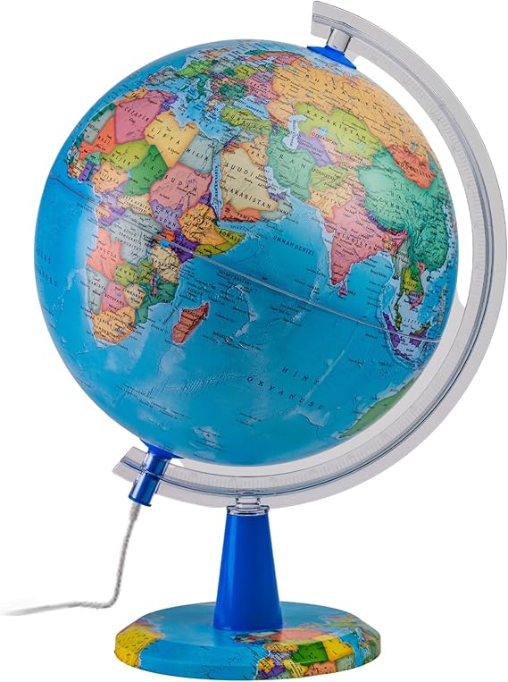 26cm Illuminated World Globe, English Political Map