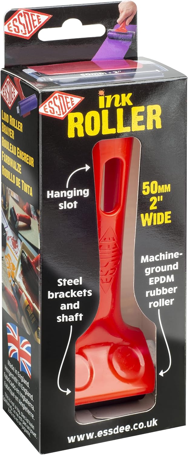 Ink Roller 1.97 Inch - Heavy Duty EPDM 70 Shore Hard Rubber Surface Brayer - Aluminium Core - Block Printing, Scrapbooking, Art Work