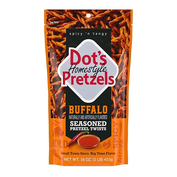 Dot's Pretzels Buffalo Seasoned Pretzel Twists Snack Bag, 16 oz