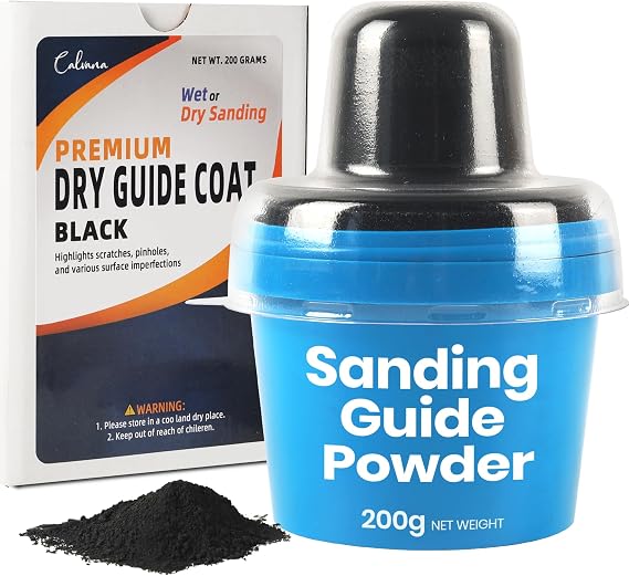 Calvana 7 oz Black Dry Guide Coat Powder for Auto Body Sanding, Highlights Scratches, Pinholes & Low Spots, Moisture-Resistant Cap, Wet & Dry Sanding Compatible