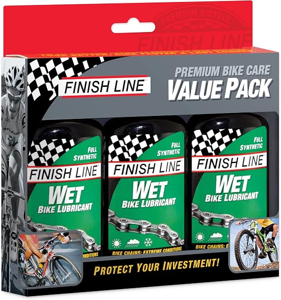 Finish Line Wet Bike Chain Lubricant 4 oz 3 Pack