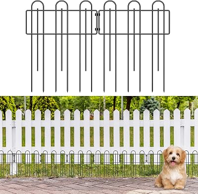 Animal Barrier Fence 10 Pack,Total 17inH X 10 FtL No Dig Garden Decorative Fencing, Rustproof Metal Wire Fencing Border for Dog Rabbit Pet Ground Stakes Fence and Outdoor Landscape Patio