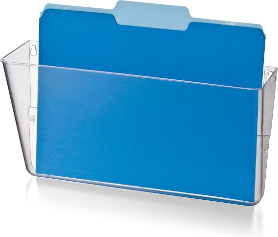 Officemate Letter-Size Wall File, Single, Clear Wall-Mountable Plastic Document Organizer for Folders, Forms and Mail, 13 x 4.13 x 7-Inch